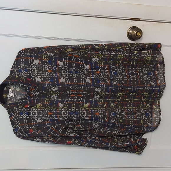 Cabi Sz L Sheer Button Up Front Long Sleeve Top - Picture 1 of 5